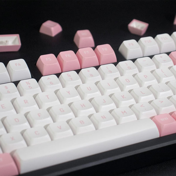 Double Shot Tastenkappen 150 Tasten MSA Profil ISO/ANSI Layout Rosa und Weiss Tastenkappen Set für C