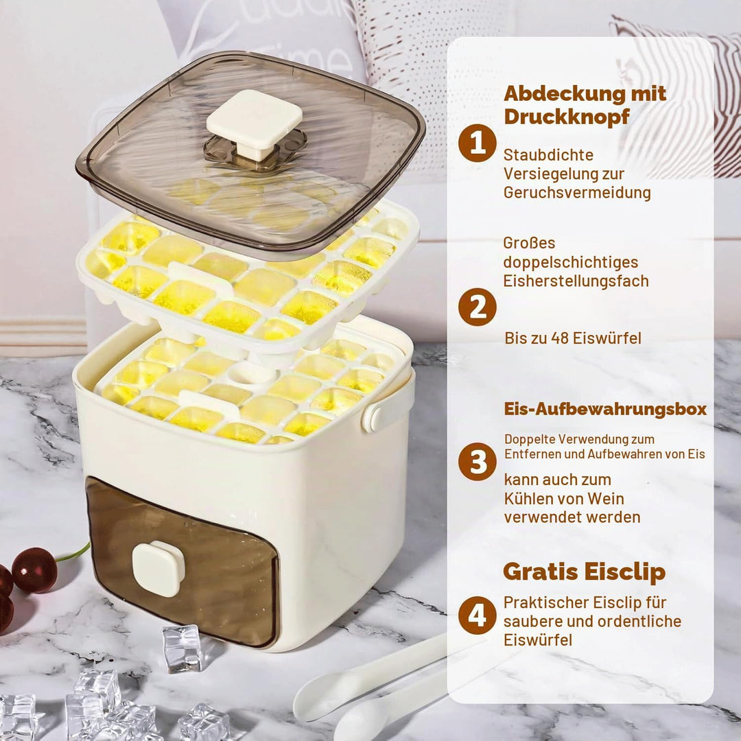 MEISO Eiswürfelmaschine mit Druck, 48 Fächer, drücken Sie die Art Ice Cube Maker, Eiswürfelform für