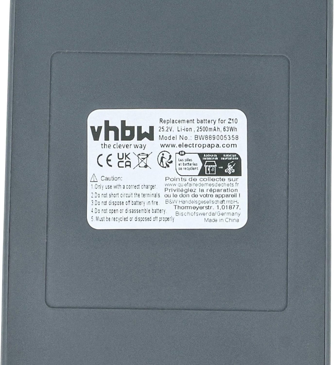vhbw Akku kompatibel mit Dreame Z10 | Z10 Station Staubsauger Grau (2500 mAh, 25,2 V, Li-Ion)