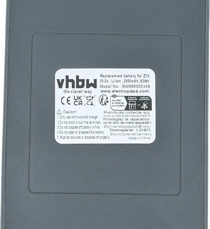 vhbw Akku kompatibel mit Dreame Z10 | Z10 Station Staubsauger Grau (2500 mAh, 25,2 V, Li-Ion)