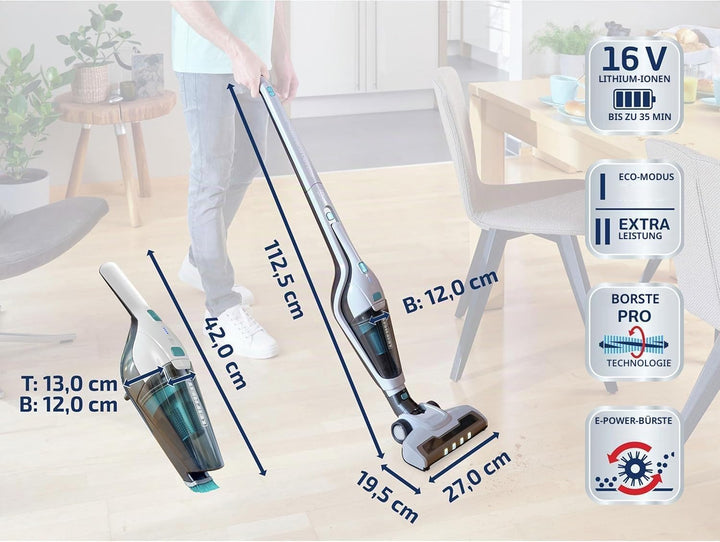 Leifheit Powervac 2-in-1 Staubsauger 16 V 1011927, Standard, Único