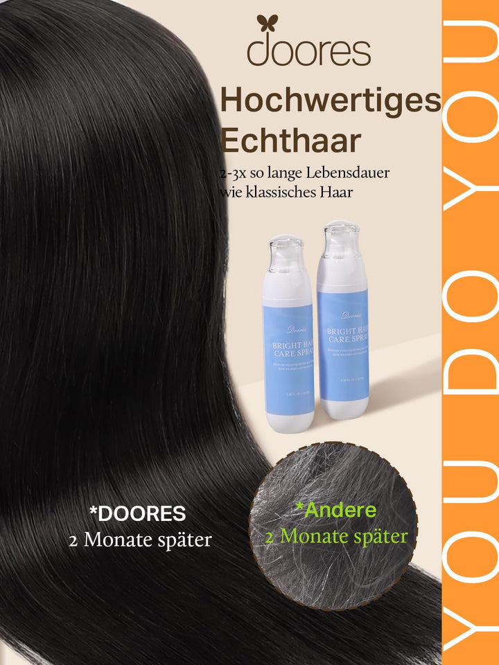 DOORES Extensions Echthaar Tape in, Tief Schwarz 55cm (22zoll) 50g 20pcs, Remy Haarextension Tape in