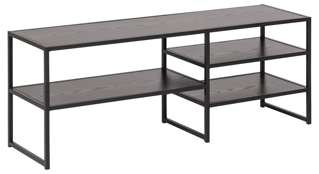 AC Design Furniture Jörn Asymmetrisches TV-Tisch mit 3 Ablagen, H: 46 x B: 120 x T: 33 cm, Schwarz E