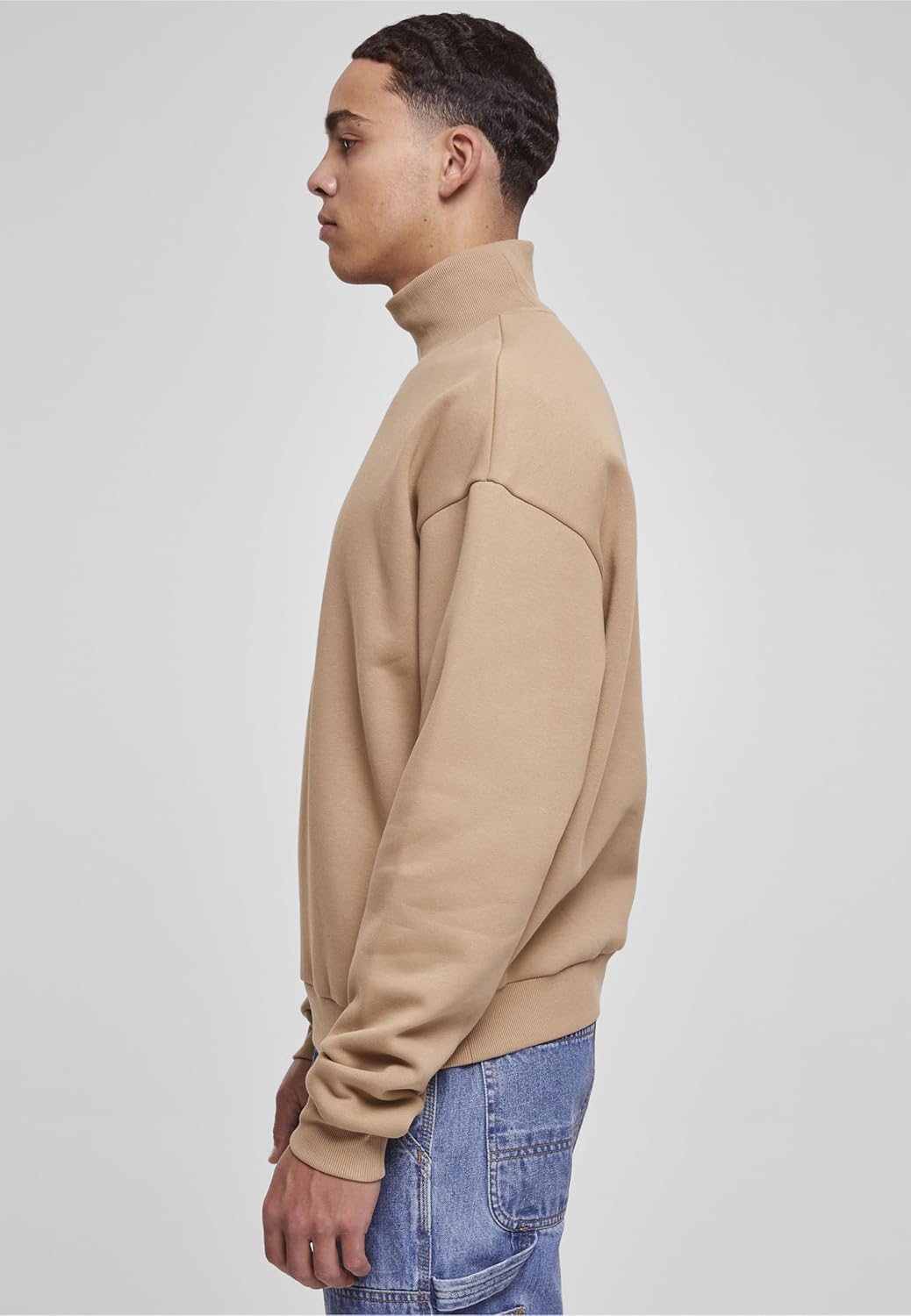 Urban Classics Herren High Rib Neck Crew Sweatshirt 3XL Warmsand, 3XL Warmsand