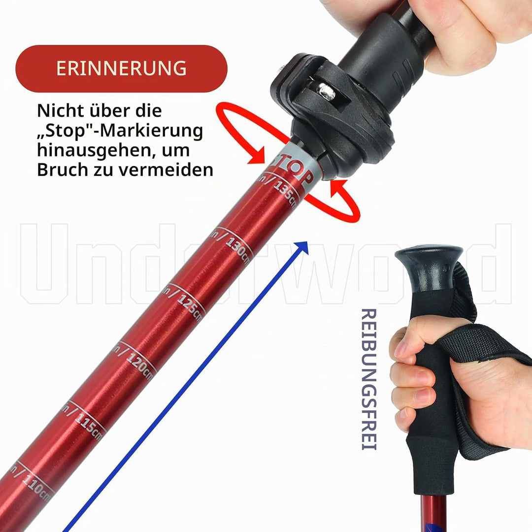 Nordic Walking Stick für Damen und Herren, Teleskop 2 Stück Wanderstöcke für Trekking, Aluminium Wan