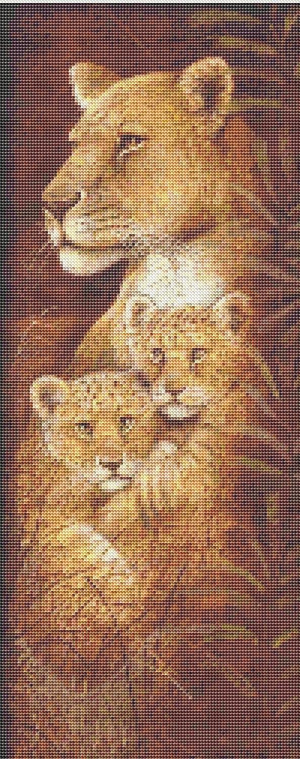 ParNarZar Diamond Painting Mutter Löwe und Zwillinge Gross 40x105cm Ganzes Bild Geklebt 5D Runde Ste