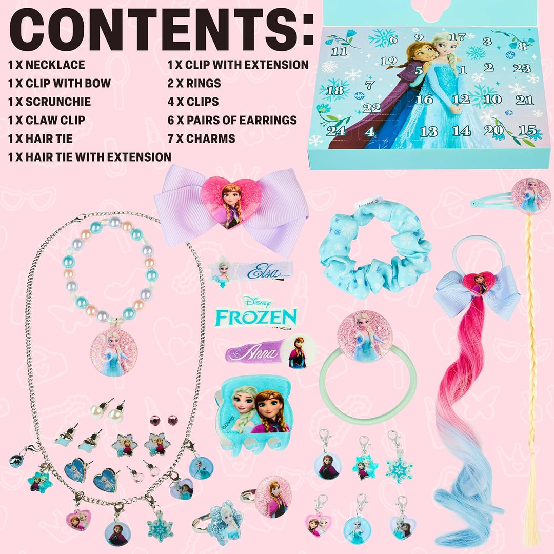 Get Trend Disney Frozen Adventskalender 2025 Mädchen, mit Haarschmuck & Schmuck, Weihnachts Countdow