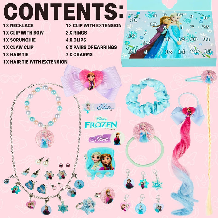 Get Trend Disney Frozen Adventskalender 2025 Mädchen, mit Haarschmuck & Schmuck, Weihnachts Countdow