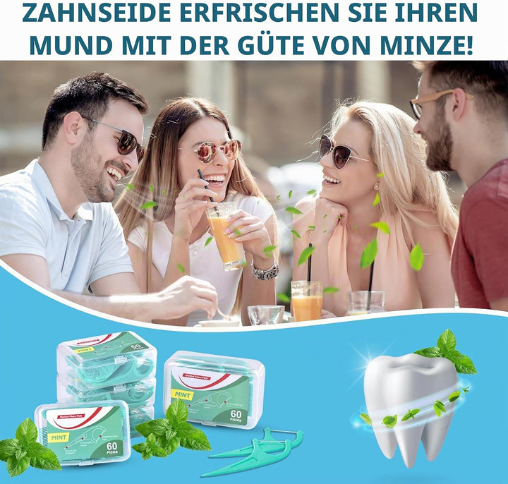 Zahnseide 300 Stk. Zahnseide Sticks Minze Zahnseide Zahnstocher mit Geschmack Mint Kunststoff Dental