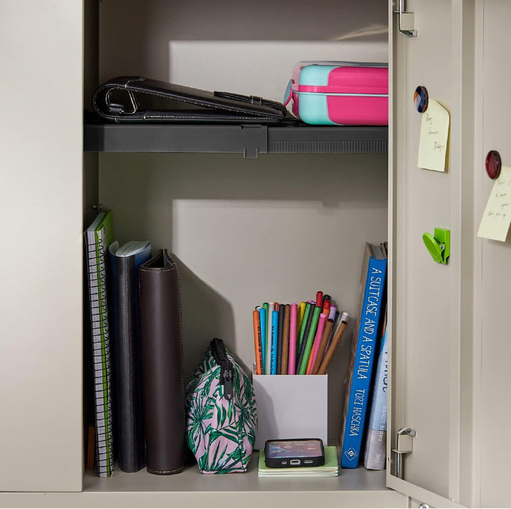 LockerMate, schwarz Adjust-A-Shelf Regal, einfach zu bedienen, ausziehbar für Ihren Spind, Kunststof