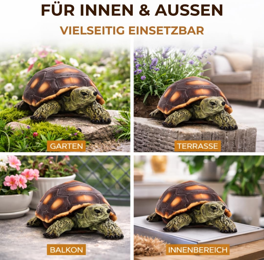 Gartenfigur Schildkröte Klein – Gartendeko aus Polyresin für Garten, Terasse und Balkon – frostbestä
