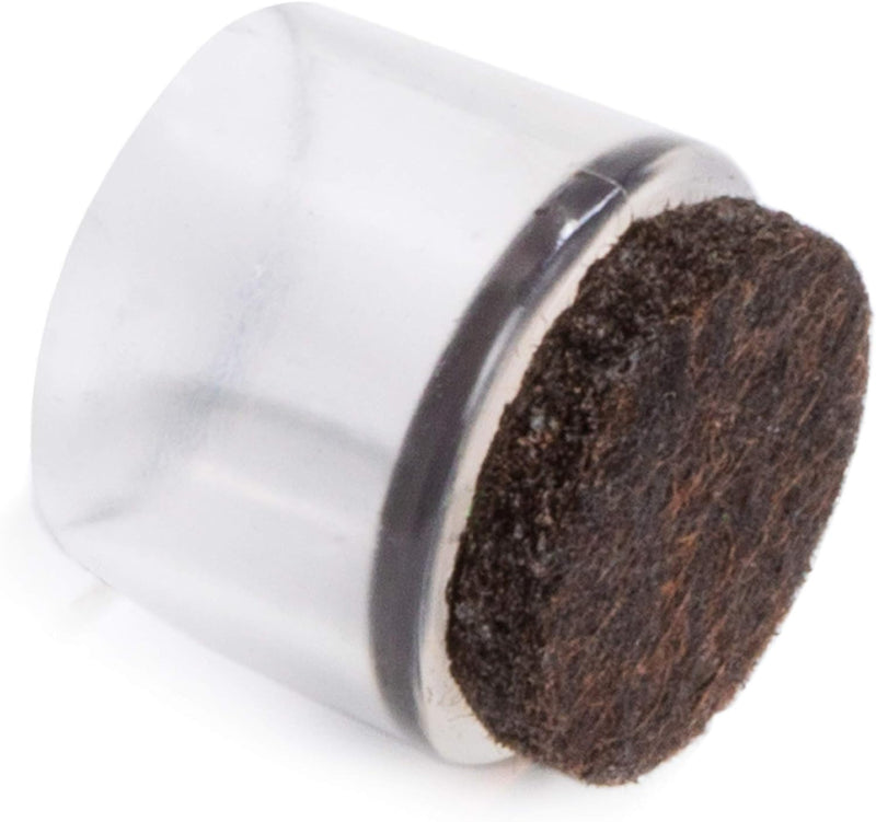 Adsamm® / 32 x Stuhlbeinkappen mit Filz / Transparent / Ø 24 - 25 mm / rund / Filz-Möbelgleiter für
