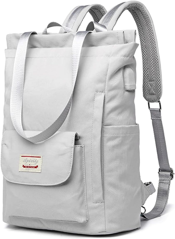 PORRASSO Damen Laptop Rucksack Casual Schultertasche mit USB Ladeanschluss Gepäckband Schultasche fü