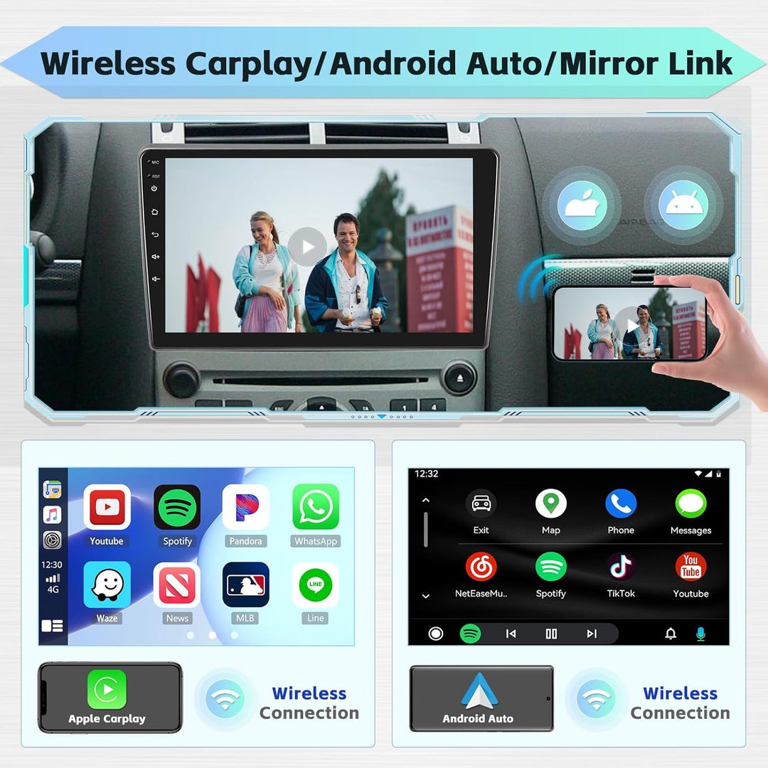 [8Cores 4G+64G] Hikity Autoradio Android 15 Für Peugeot 407 2004-2011 9Zoll Touch Display Auto Radio