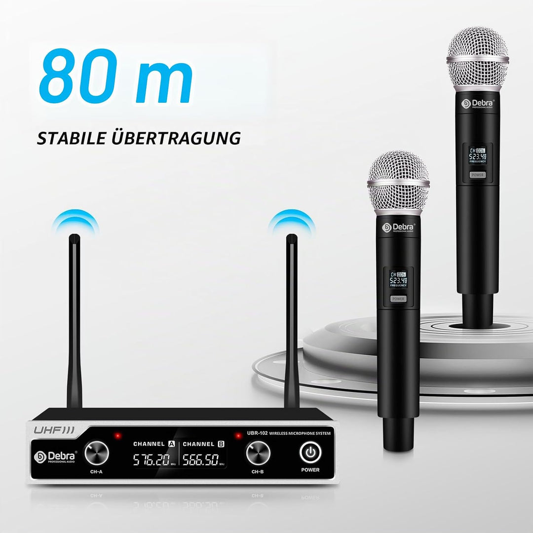 Wireless Microphone Set,Debra UHF Handheld Mikrofon Kabellos,80M ständige Übertragung,für Kirche, Ta