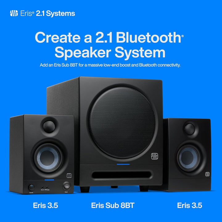 PreSonus Eris 3.5 Gen 2 – 3,5" Desktop-Aktivlautsprecher für Multimedia, Gaming und Musikproduktion