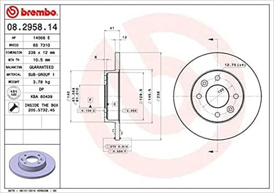 Brembo 08.2958.14 Bremsscheibe - Paar