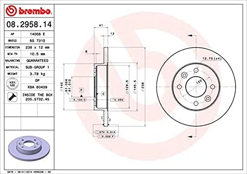 Brembo 08.2958.14 Bremsscheibe - Paar