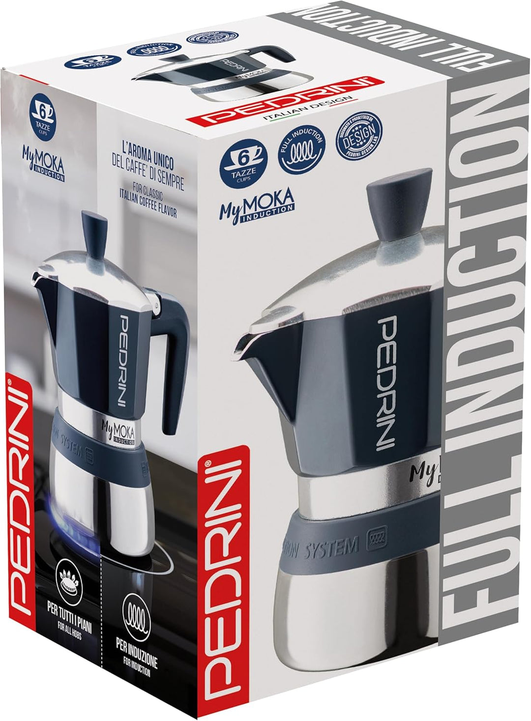 Pedrini MyMoka Induction Espressokocher, Nachtblau, in Farbbox (3 Tassen) 3 tazze, 3 tazze