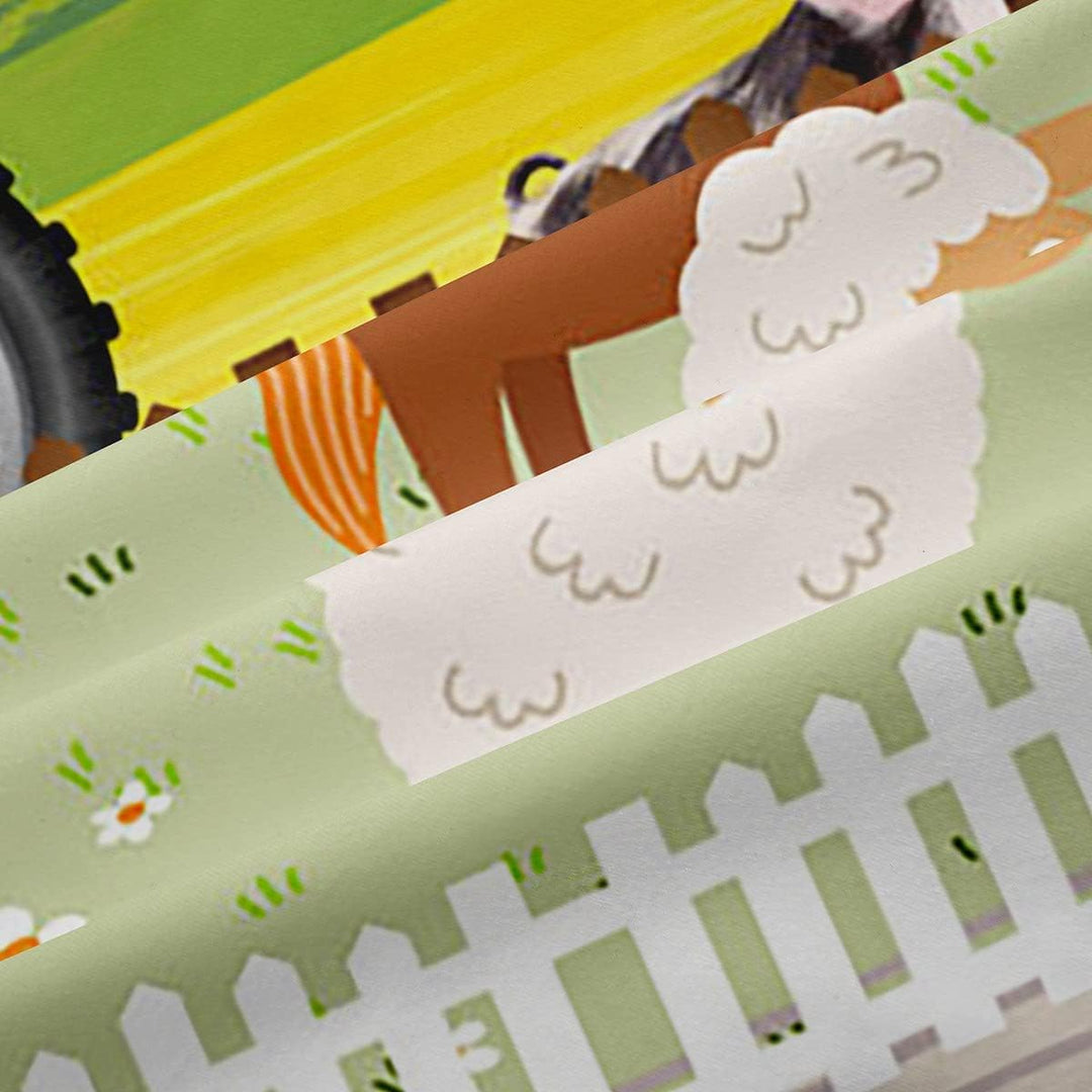 Loussiesd Kinder Karikatur Bauernhof Tiere Fenstervorhang 137x117cm Kleinkind Niedliche Traktoren Vo