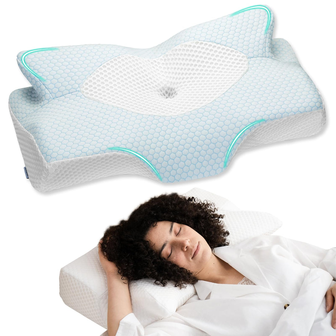 Elviros Orthopädisches Nackenkissen aus Memory Foam, Ergonomisches Kopfkissen Nackenschmerzen, für R