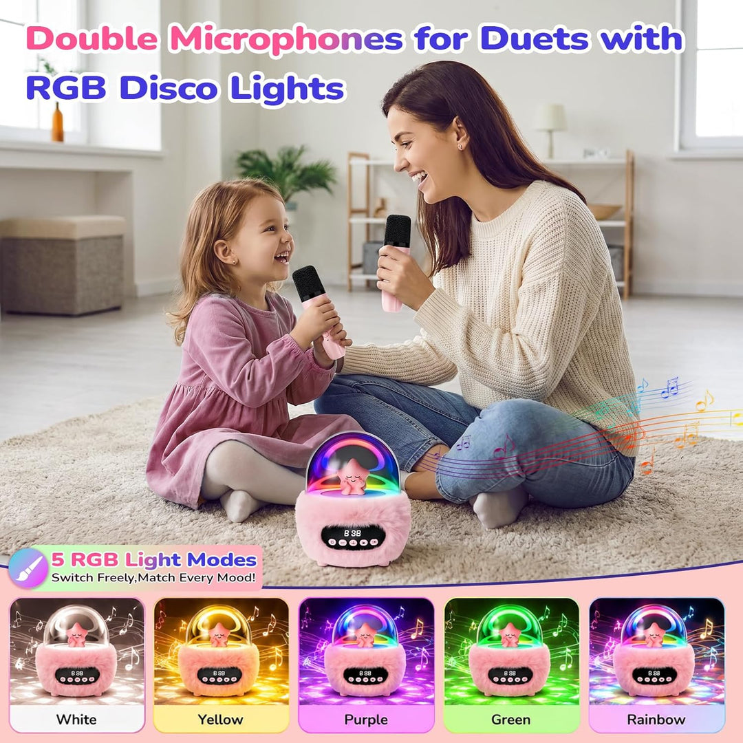 Kinder Karaoke Maschine mit Bluetooth und 2 Funkmikrofonen ab 3 Jahren Pink, Pink