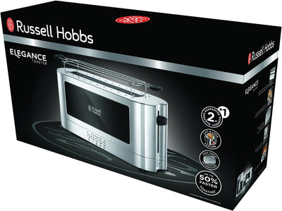 Russell Hobbs Wasserkocher, Glas Elegance, 200W & Toaster Langschlitz Elegance Glas/Edelstahl, inkl.