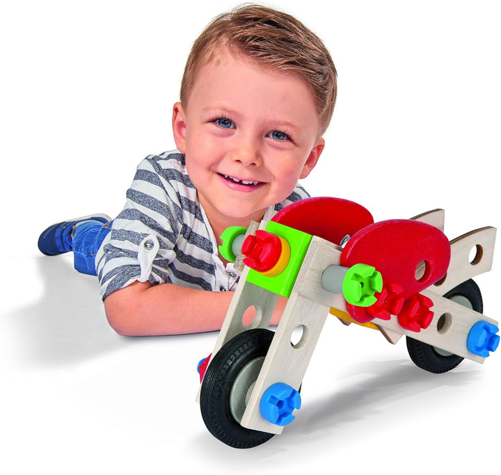 Eichhorn 100039012 - Constructor Motorrad, 40-TLG., Holz-Konstruktions-Set, 2 Verschiedene Modellvar