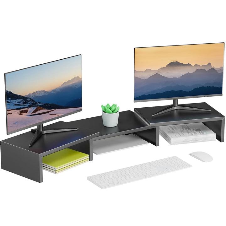 Doppel Monitor Ständer für den Schreibtisch, Computerständer aus Metall, Schreibtisch-Erhöhung, Schr