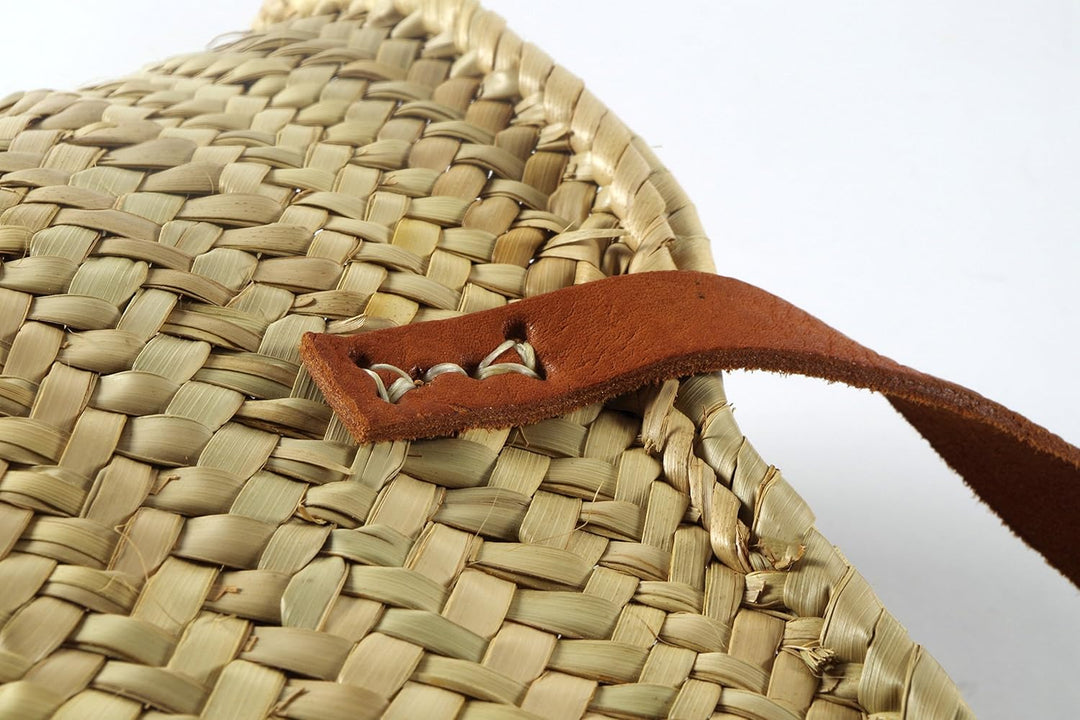 Kobolo Trendige Ibizatasche aus Palmblatt Korbtasche Strandtasche Grösse S