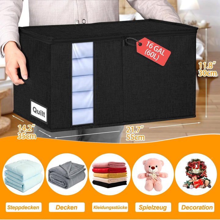 mepure 2 Stück Faltbare Aufbewahrungsbox, 60L Gross Aufbewahrungstasche mit Stabiler Reissverschluss