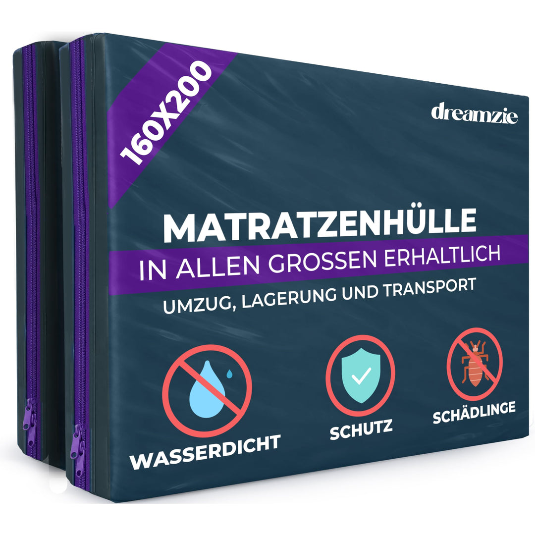 Dreamzie Matratzenhülle 160x200 cm 2er Set (Dicke 30cm) Blickdicht aus Kunststoff, reissfestes Mater