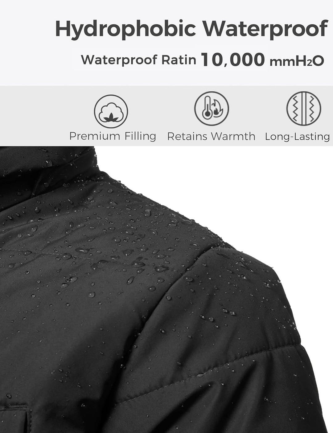 Wantdo Herren Winter Warme Jacke Wasserabweisend Outdoor Jacke Gesteppte Parka Baumwolle Polsterung