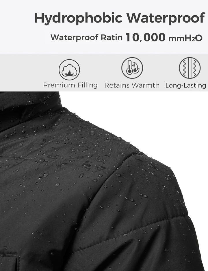 Wantdo Herren Winter Warme Jacke Wasserabweisend Outdoor Jacke Gesteppte Parka Baumwolle Polsterung