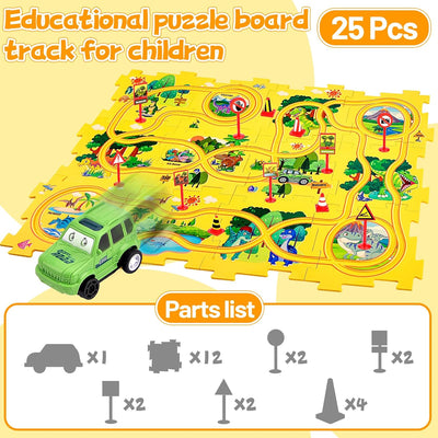 12Pcs Auto Spielzeug Autorennbahn Spielzeugauto, DIY-Puzzlebahn für Kinderspielzeug ab 2 3 4 5 6 Jah