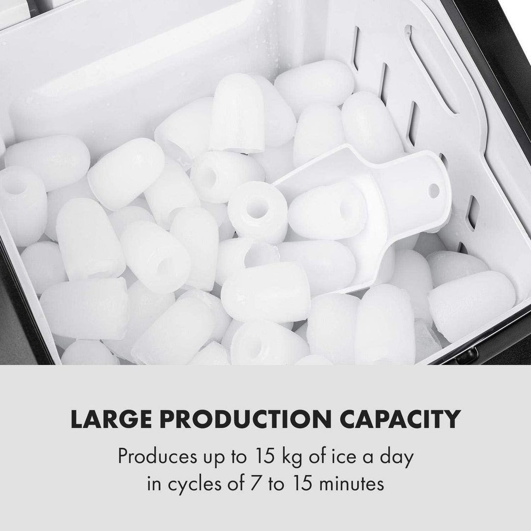 Klarstein Partytime Eiswürfelmaschine - 15kg/24h, 2 Eiswürfelgrössen: S & L, Produktionszeit in 7 Mi