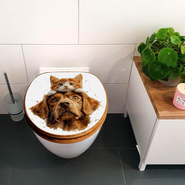 banjado Design WC Sitz Bambus Absenkautomatik 45,8x37,5cm - Toilettendeckel mit Absenkautomatik Holz