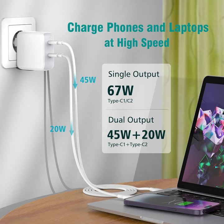 Mac Book Air Ladegerät, 67W USB C Ladegerät mit MacBook ladekabel USB C für MacBook Air 2020/2019/20