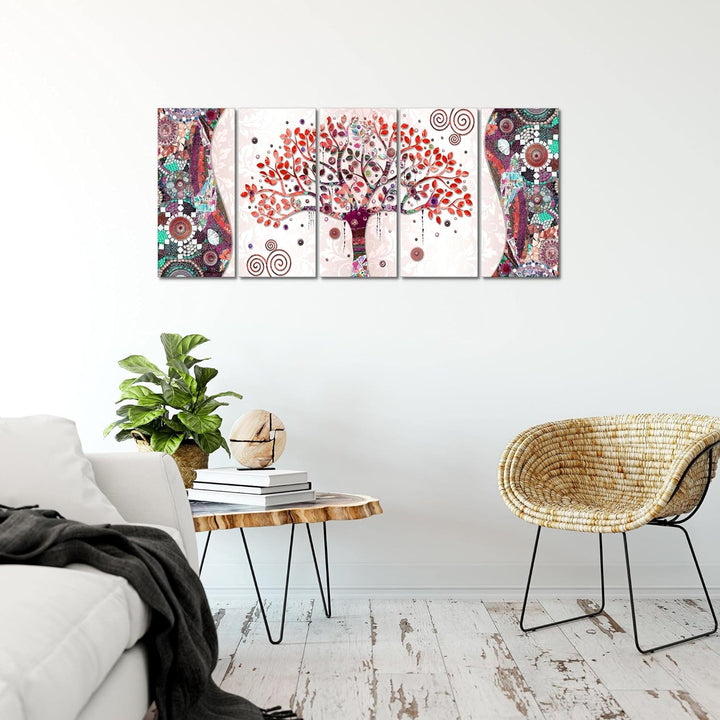 Runa Art Bild Gustav Klimt - Baum des Lebens Wandbilder auf Vlies Leinwand 5 Teilig Wanddekoration W