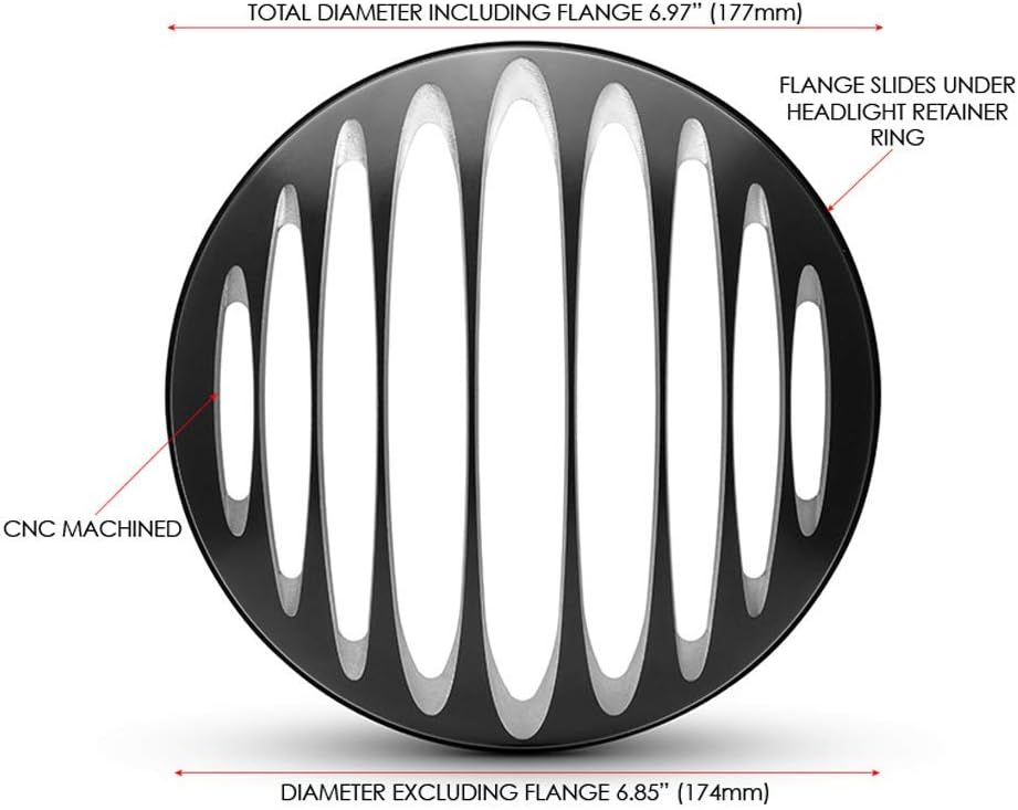 Alchemy Parts Motorrad Blende Scheinwerfer 7" Zoll Schutz Scrambler Projekt Retro - Dicke Gefängnis