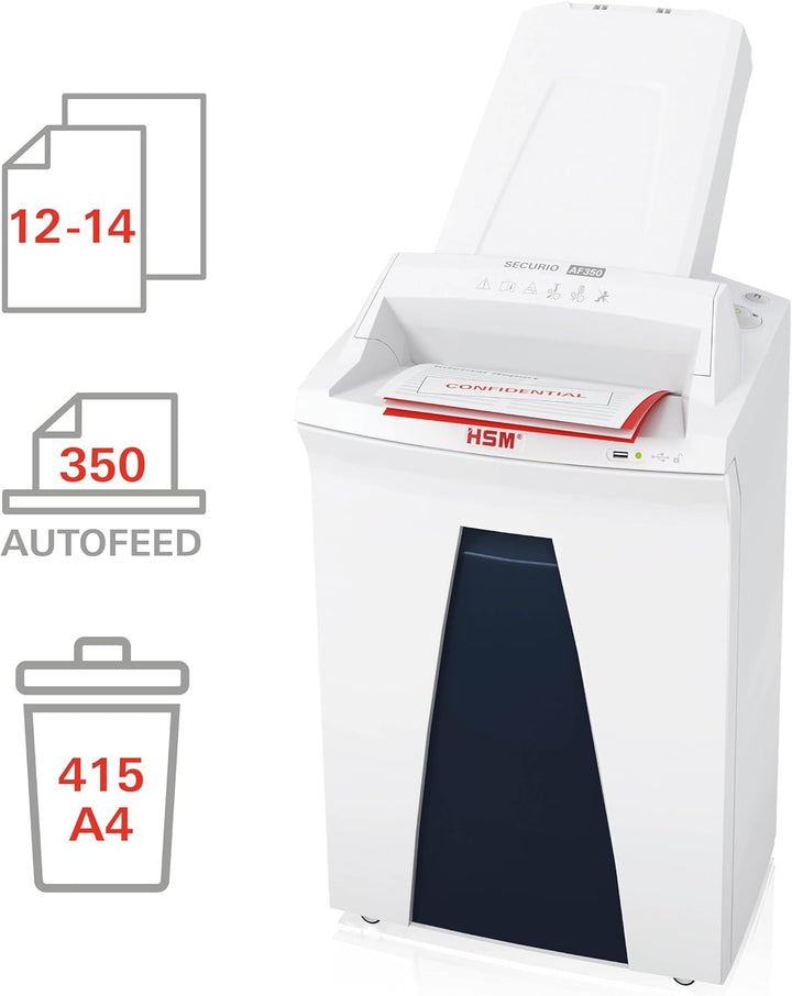 HSM SECURIO AF350 Aktenvernichter I Partikelschnitt 4,5x30 mm I Sicherheitsstufe P-4 I Schredder für