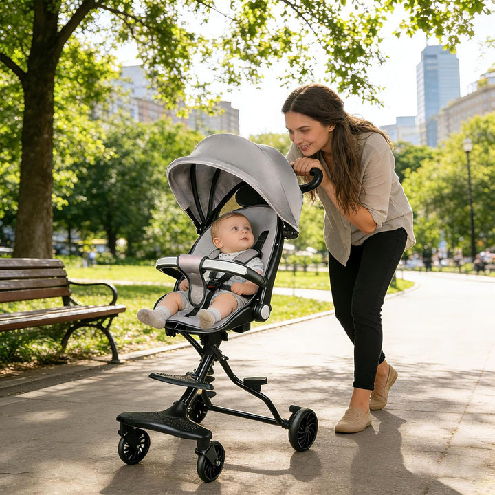 Supfine Kinderwagen, Ultraleicht Reisebuggy mit Verstellbarem Sitz, Regenverdeck Zusammenklappbar 3-