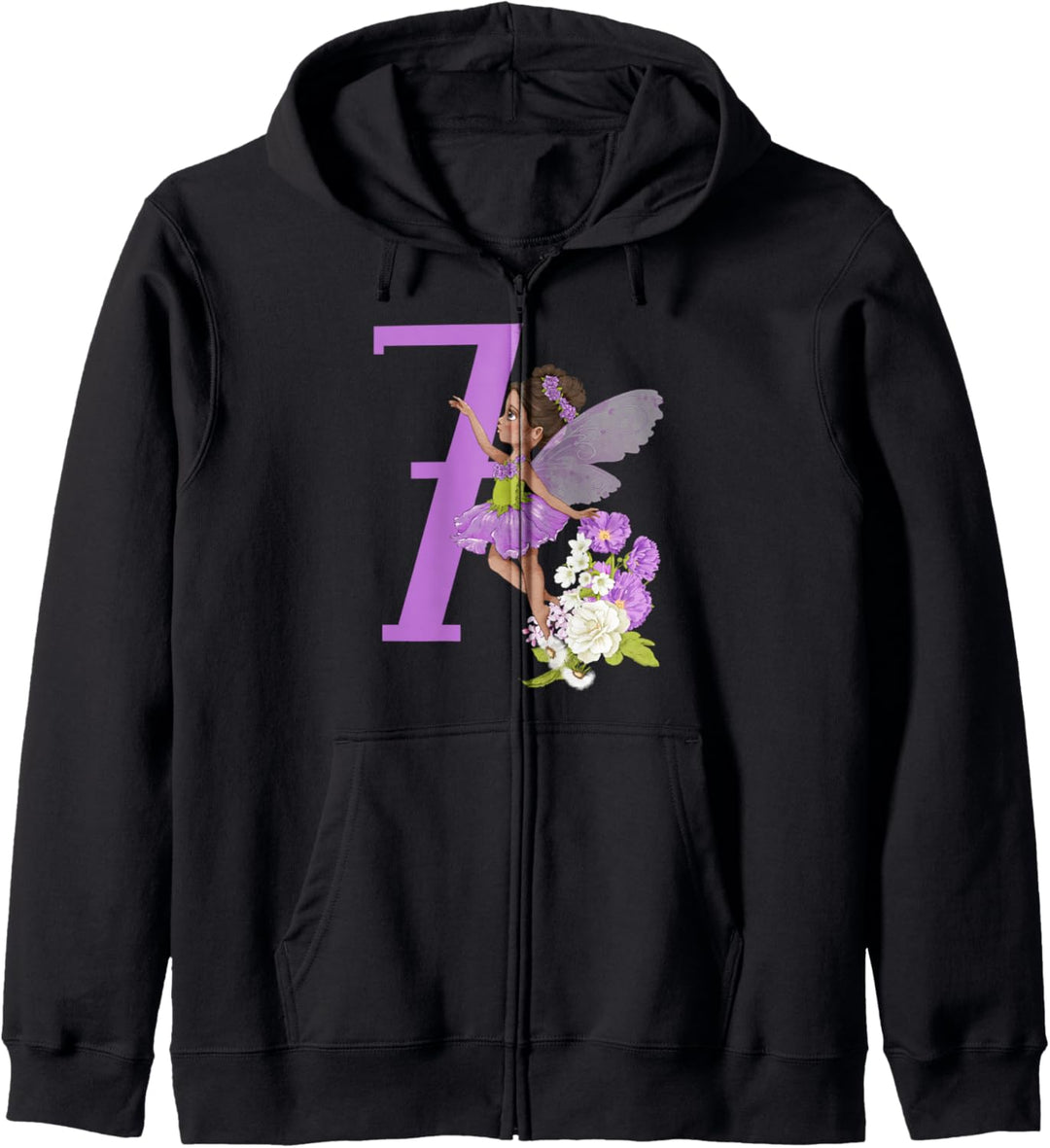 7. Geburtstag Fee Mädchen Blumenfee Feen Schwarze Fee Kapuzenjacke