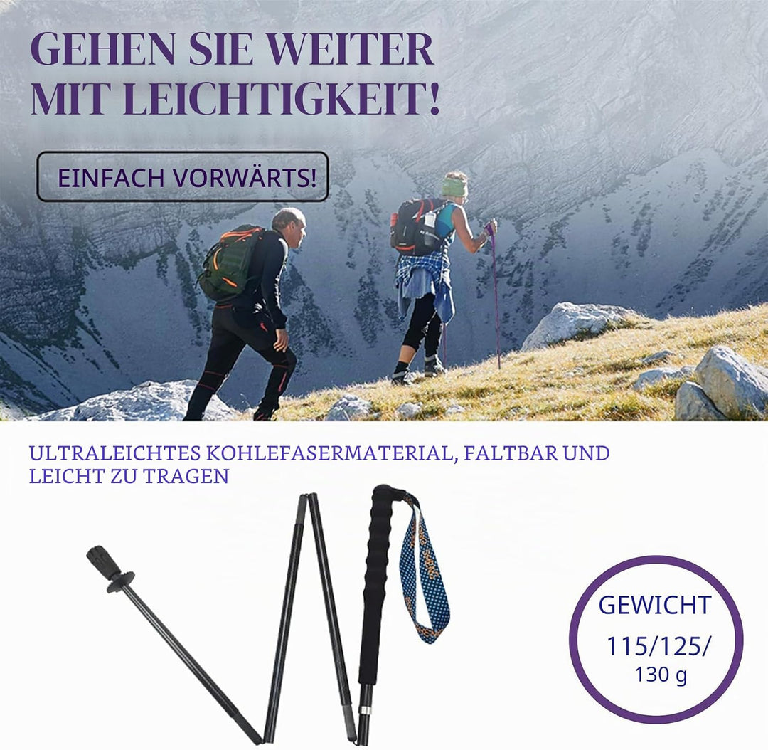 OKHEALING Ultraleichte Trekkingstöcke Faltbar 2er Set Ultraleicht Kohlefaser Trail Stöcke mit Feucht
