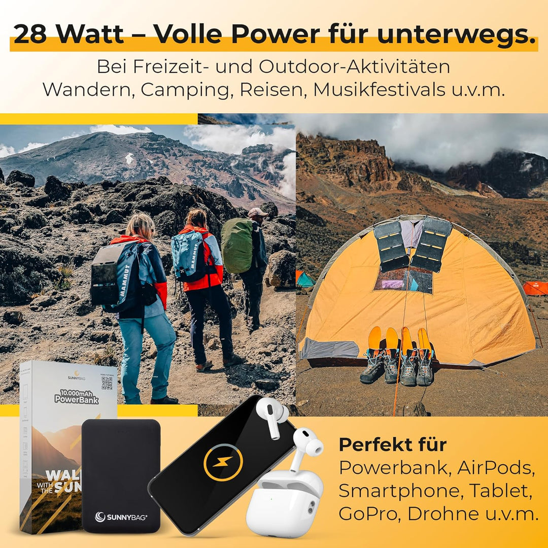 Sunnybag® SUNBOOSTER 28 Solarpanel [Faltbar & Effizient!] – Solarladegerät (Wasserfest & Robust) – S