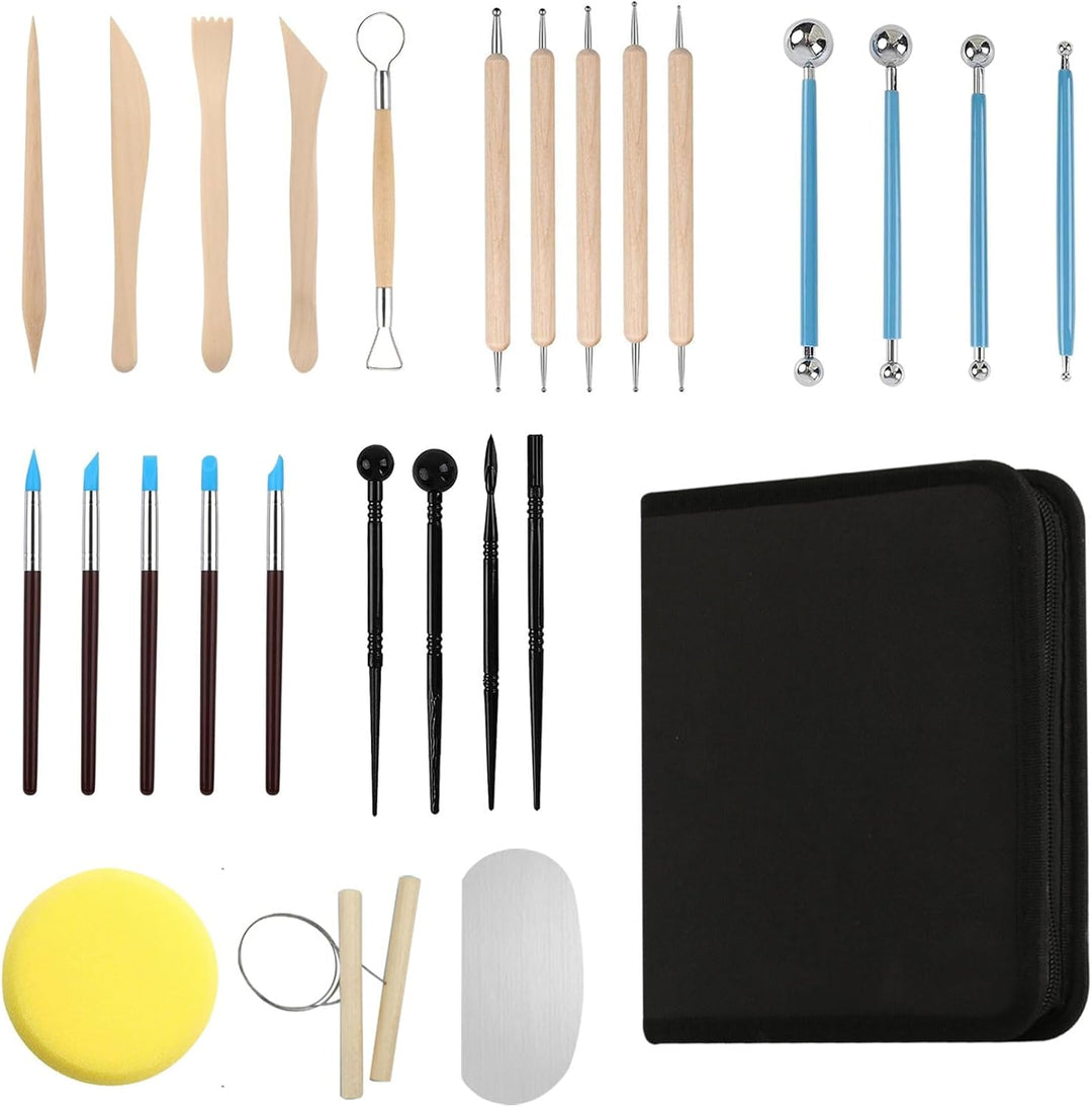27 Stk Modelierwerkzeug Set,Modelliermasse Werkzeug, Polymer Clay Tools, Sculpting Pottery Set,Keram