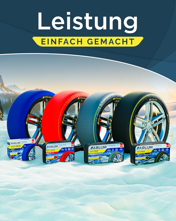 ARCOL Textilschneekette EN 16662-1 Homologiert - Zwei Textil Schneeketten Snow Sock Grösse M für R13
