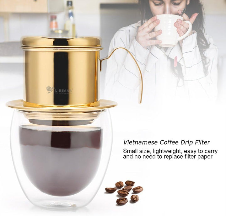 HERCHR Vietnamesischer Kaffee-Tropffilter-Maker, Edelstahl Zum Übergiessen von Vietnamesischem Kaffe