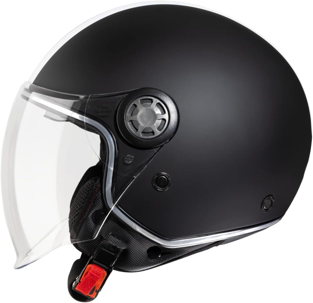VINZ Parchi Jethelm mit Doppelvisier | Roller Helm Fashionhelm mit Streifen | In Gr. XS-XXL | Jet He