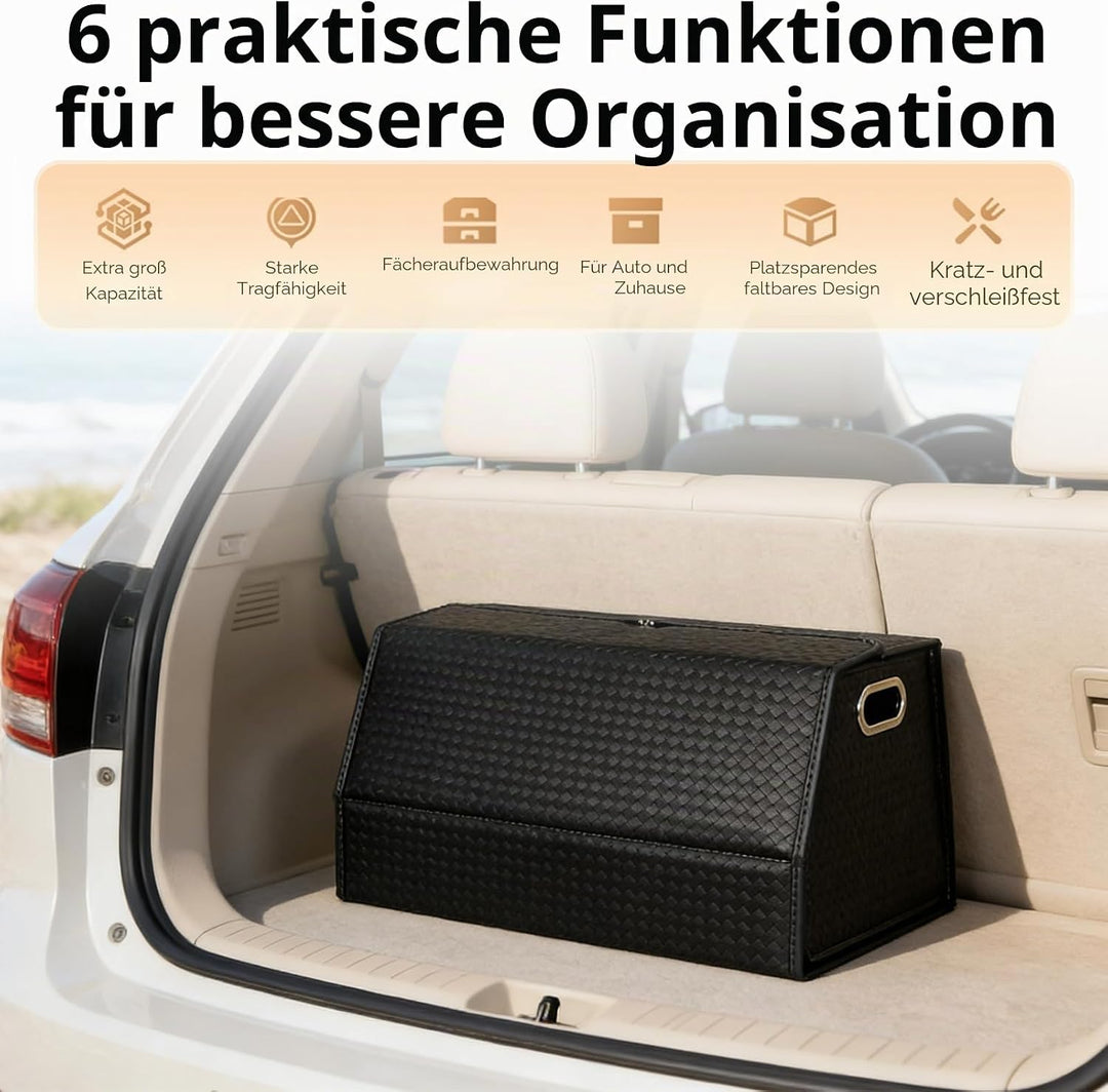 JAOGAUS Auto Kofferraum Organizer, Kofferraumtasche Faltbar, Grosser Kofferraum Aufbewahrungsbox mit